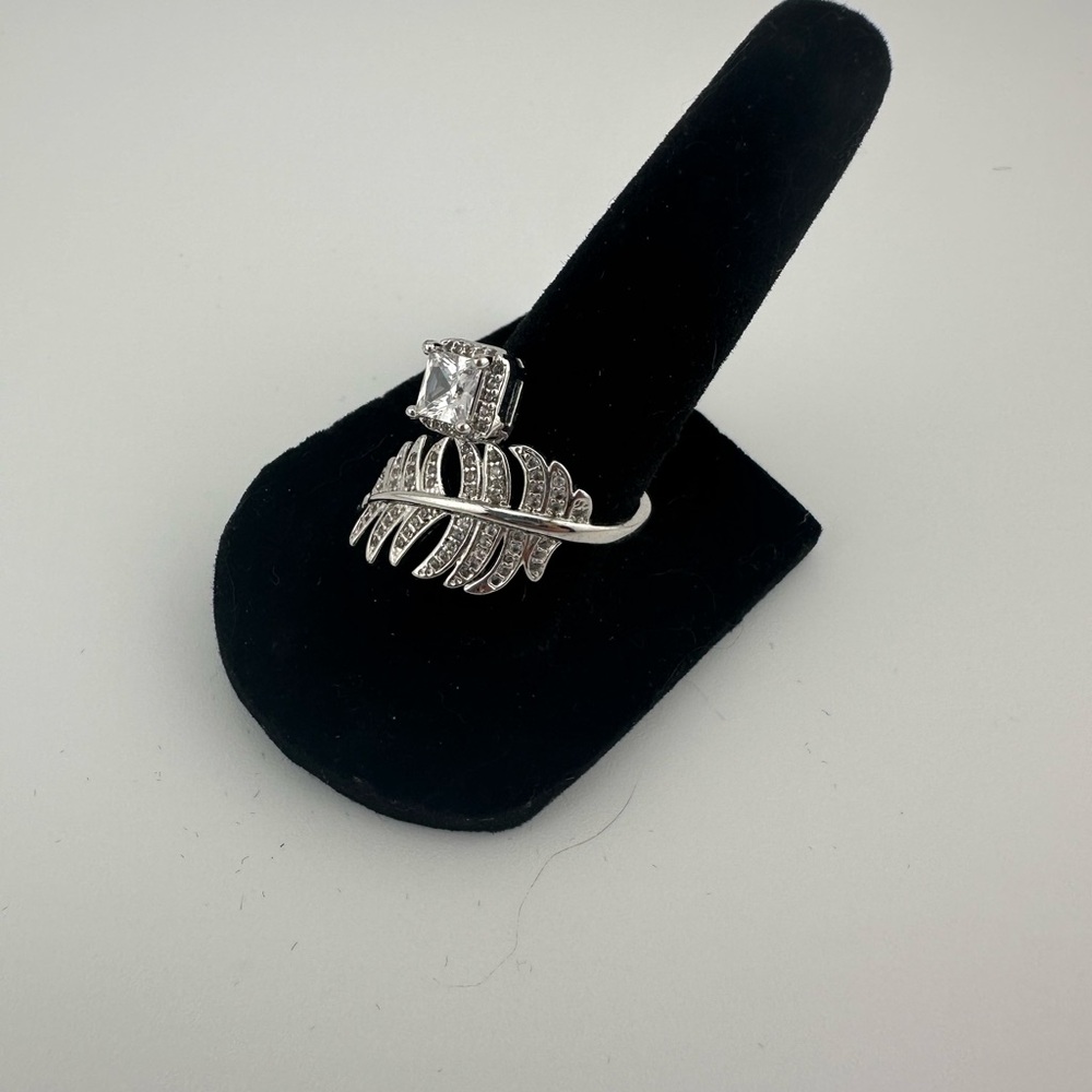 Silver Diamond Halo Ring - Picture 3 of 6